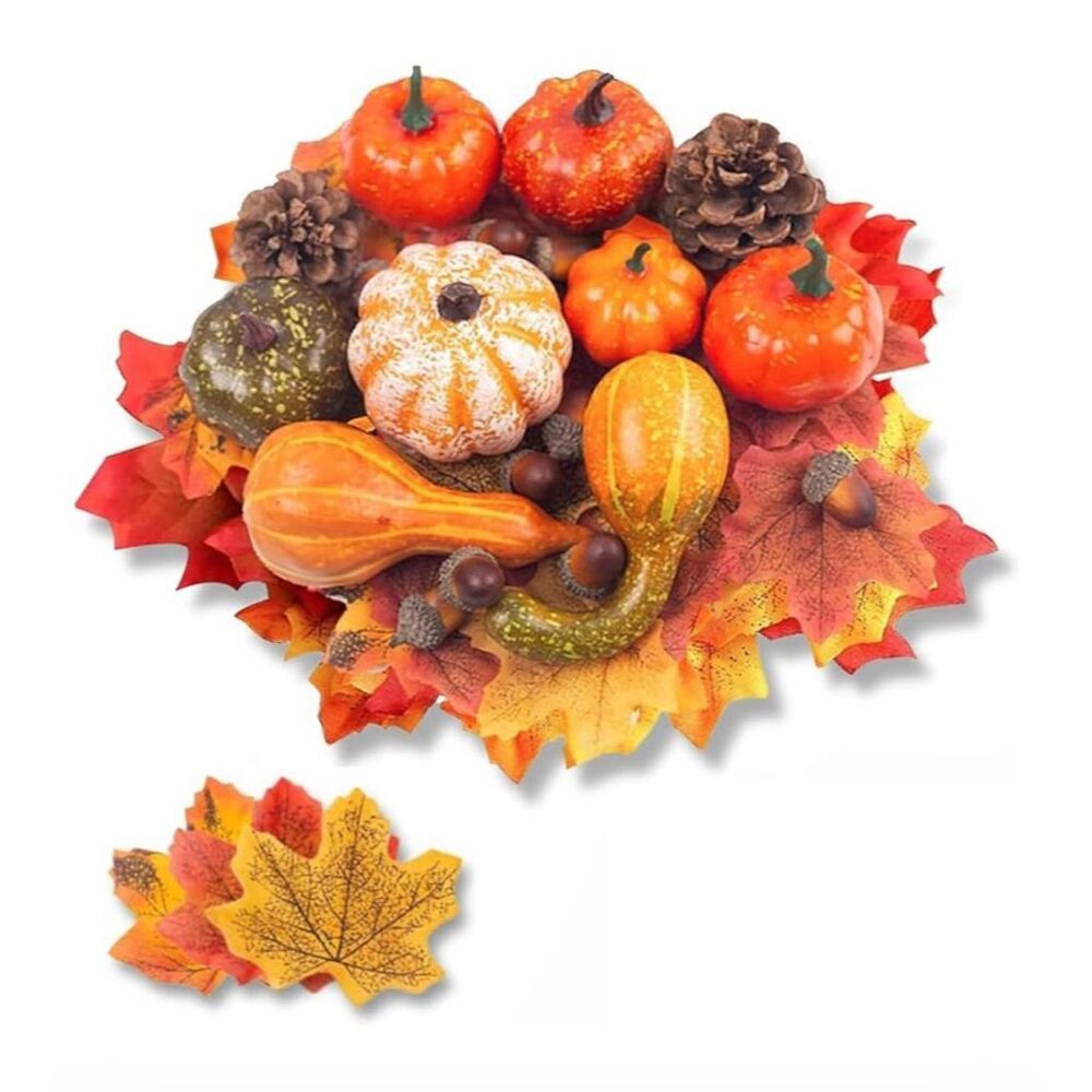 50 PCS Thanksgiving Artificial Pumpkins and Gourds Set‎ Fall Decor